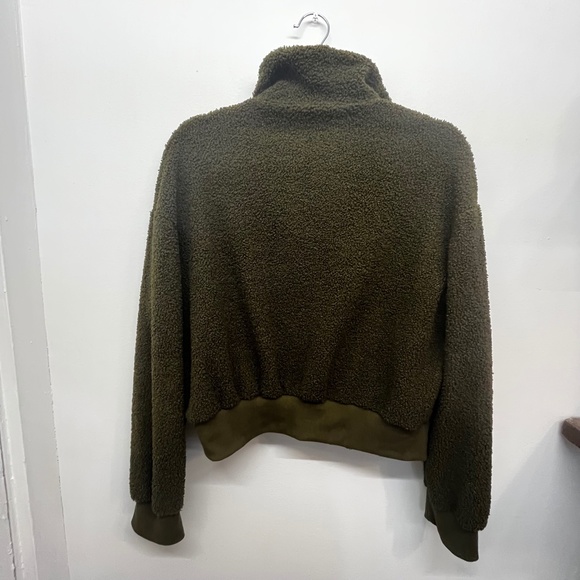 Green Fuzzy Cropped Zip Jacket Size S - Picture 3 of 3